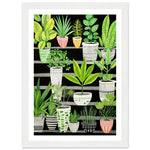 Load image into Gallery viewer, Whimsical Green &amp; Black Potted Plants Wall Art Print