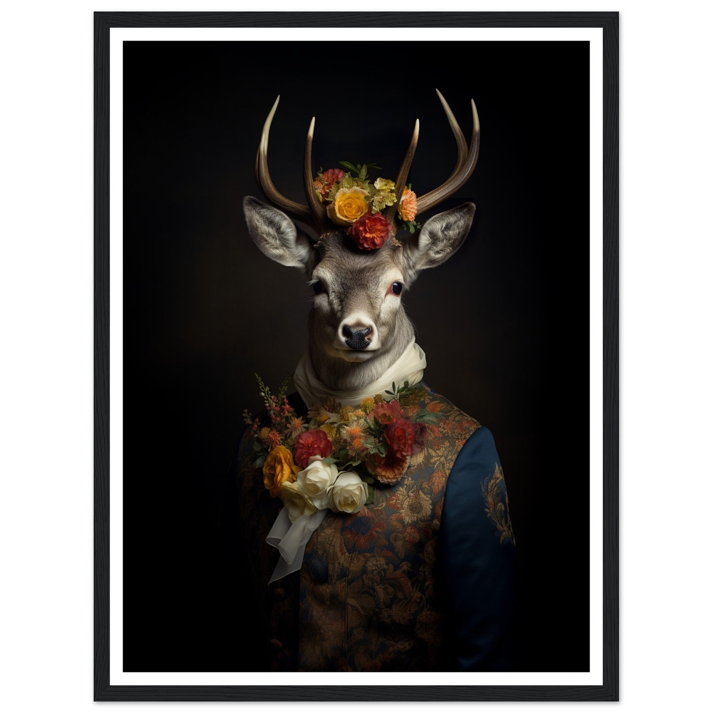 Regency Stag Art Print - Floral Stag