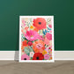 Joyful Blooming Abstract Flowers Painting Wall Art Print