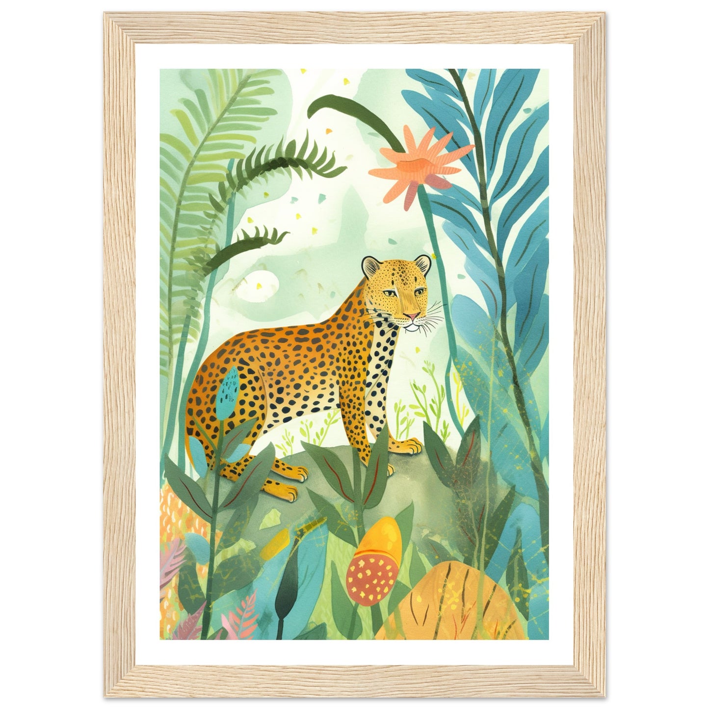 Playful Jungle Leopard Wall Art Print