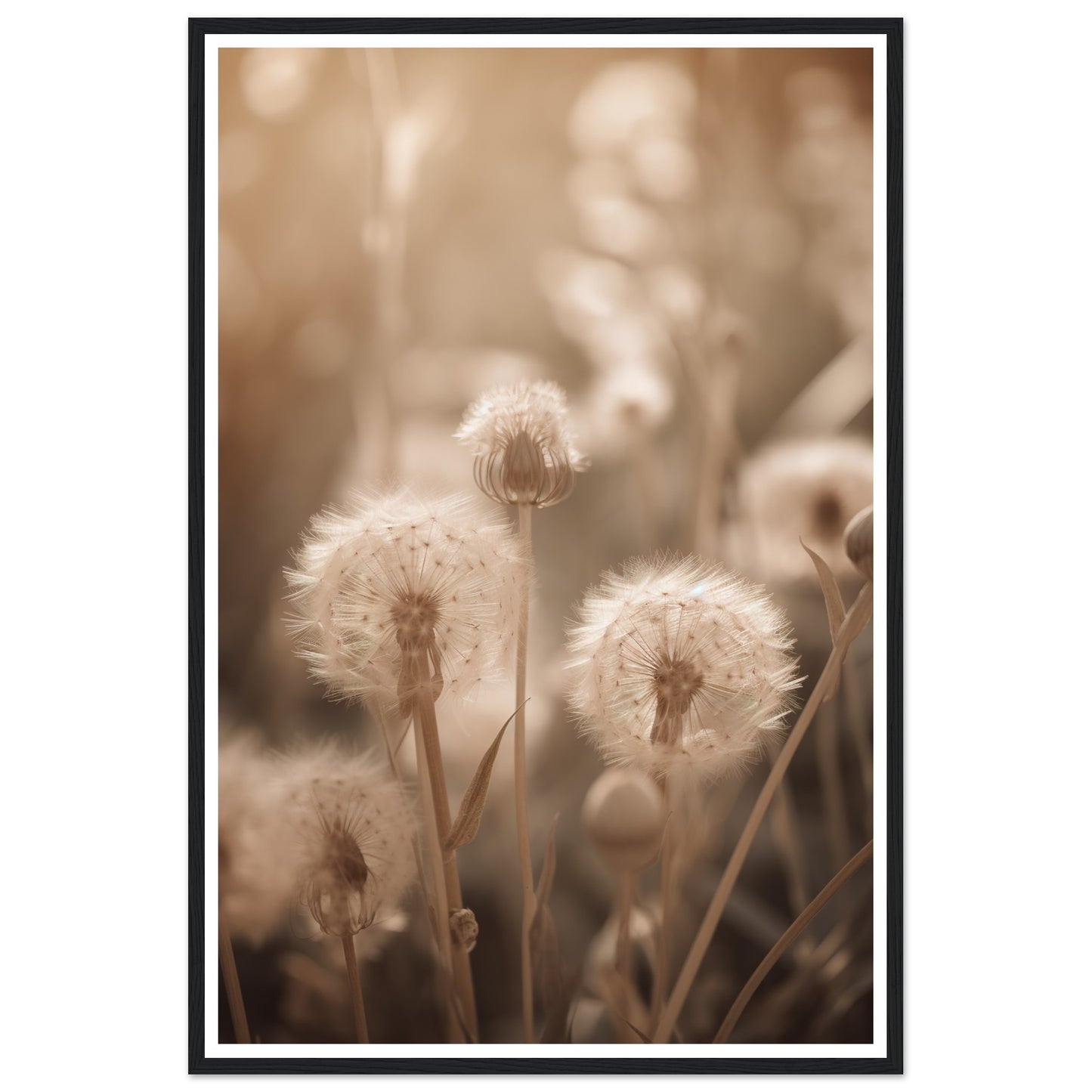 Hazy Dandelion Dreams Close-Up Photograph Wall Art Print