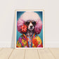 Groovy Dog Hippy Poodle in Flower Power Jacket Wall Art Print