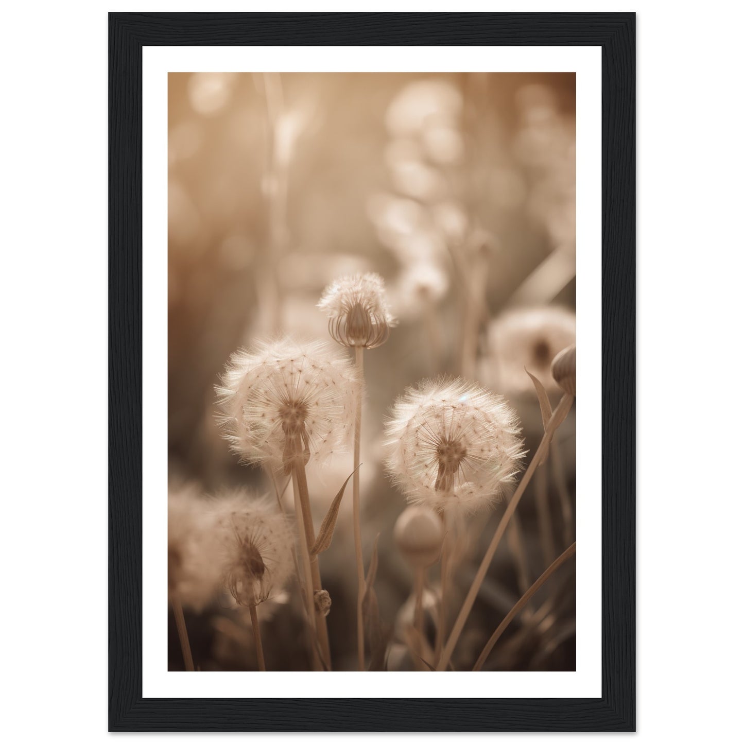 Hazy Dandelion Dreams Close-Up Photograph Wall Art Print