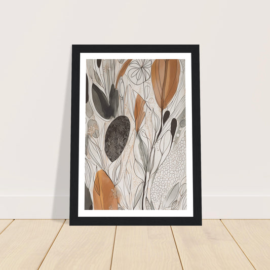 Minimalist Abstract Plant Shapes Earthy Wall Art Print