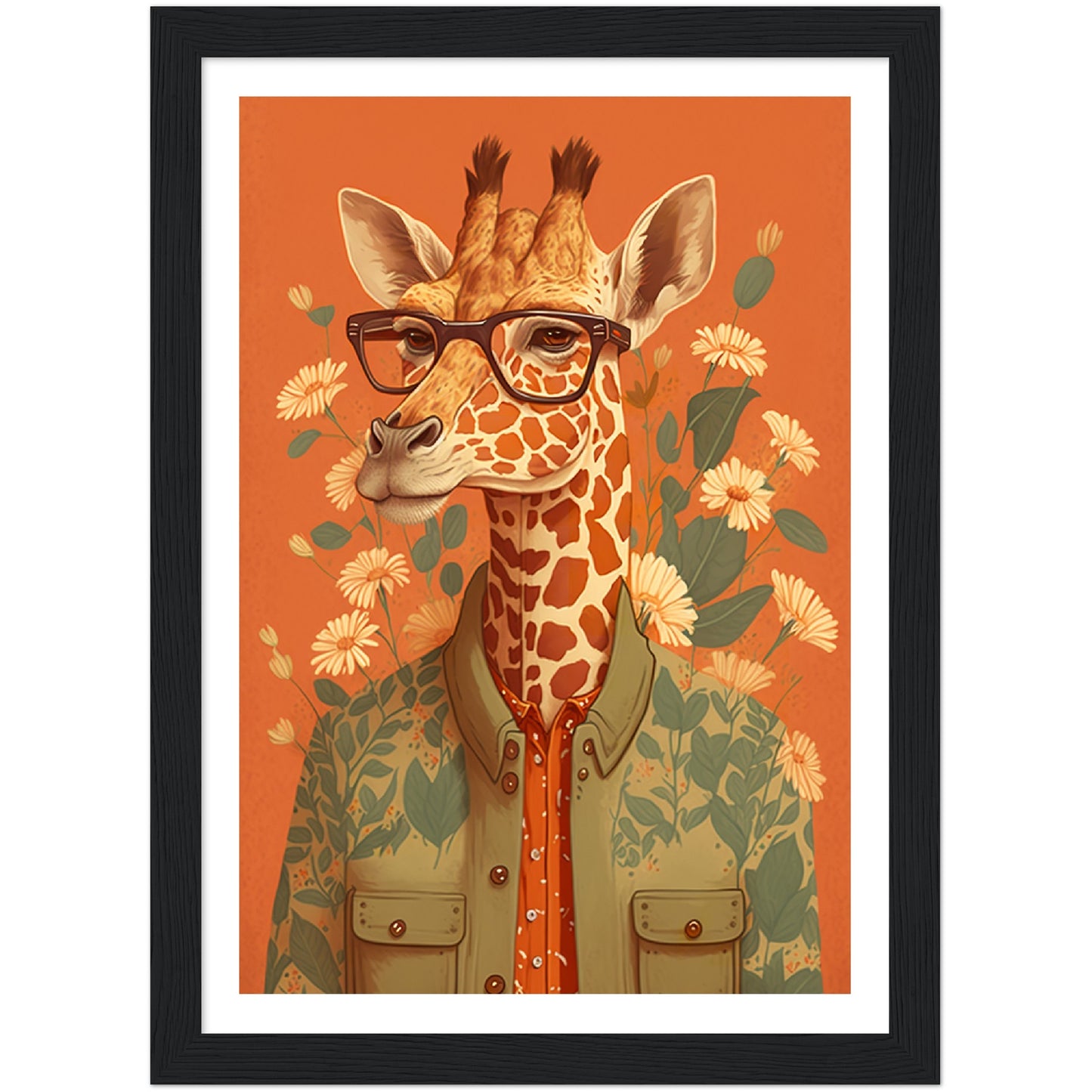 Giraffe Chic Illustration Wall Art Print