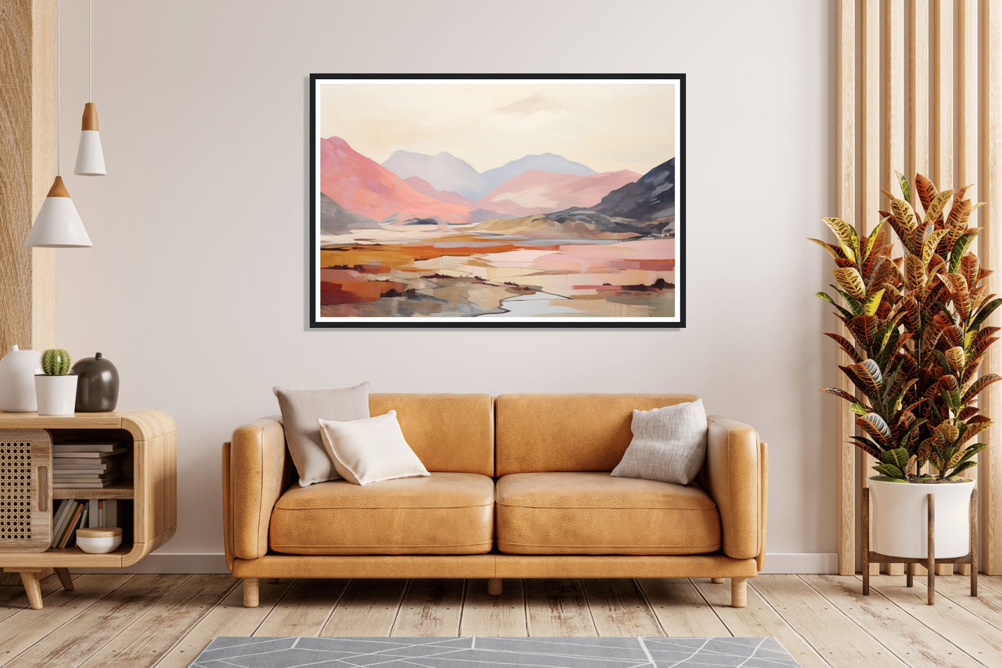 Pink and Grey Mountain Peaks Wall Art Print