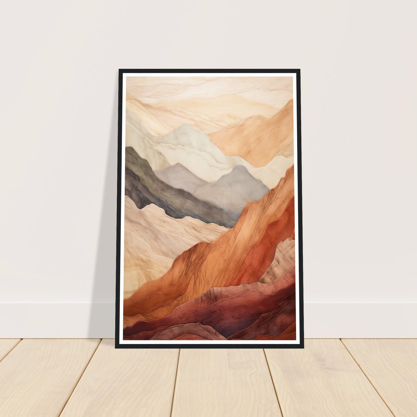 Tranquil Earthly Abstract Mountain Ranges Wall Art Print