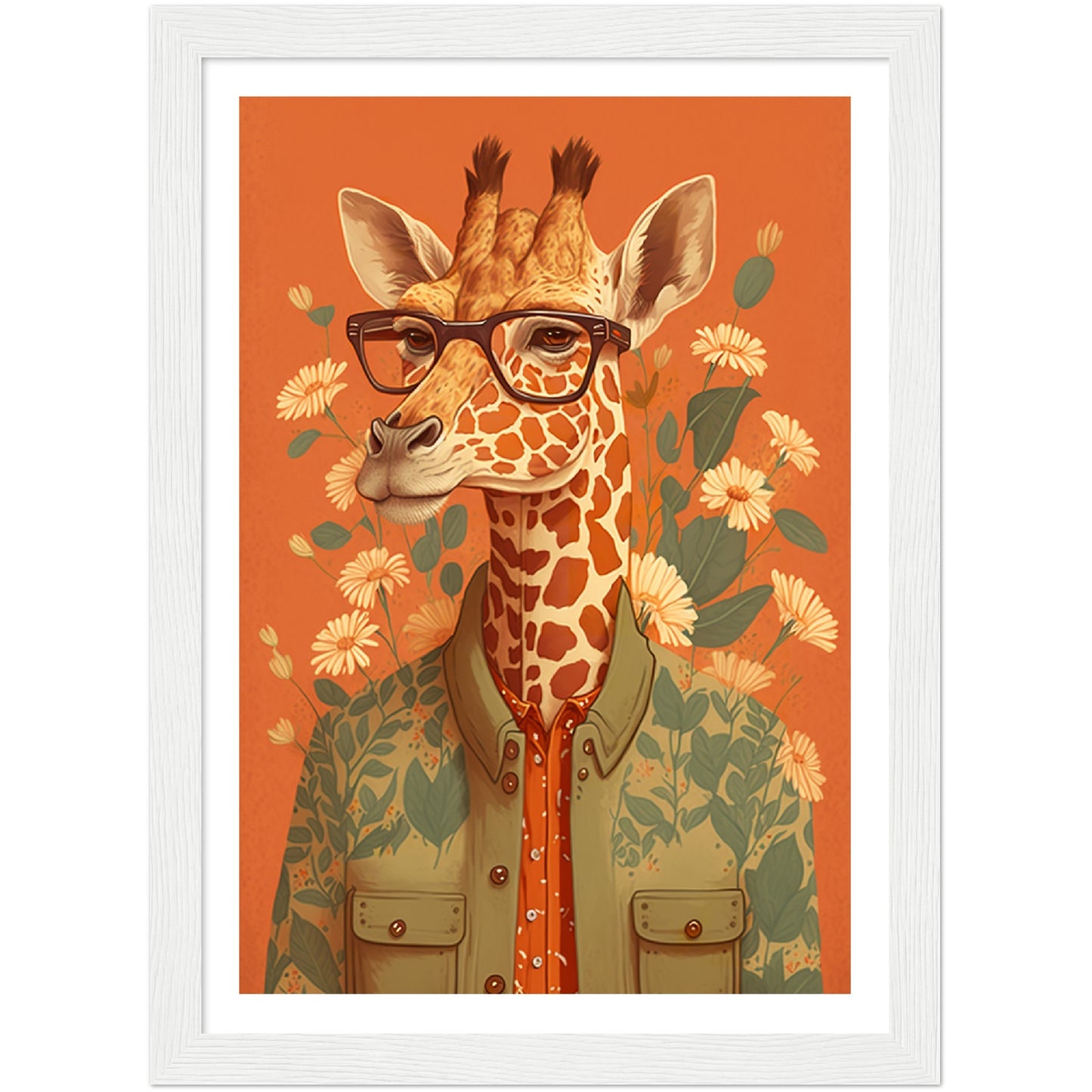 Giraffe Chic Illustration Wall Art Print