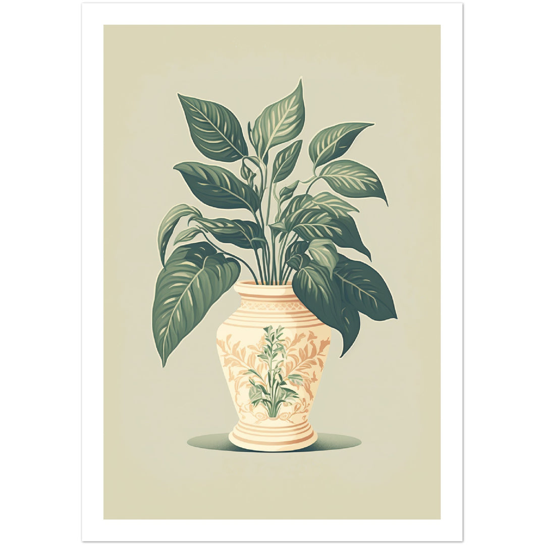 Floral Vase: Chinese Evergreen Plant Wall Art Print