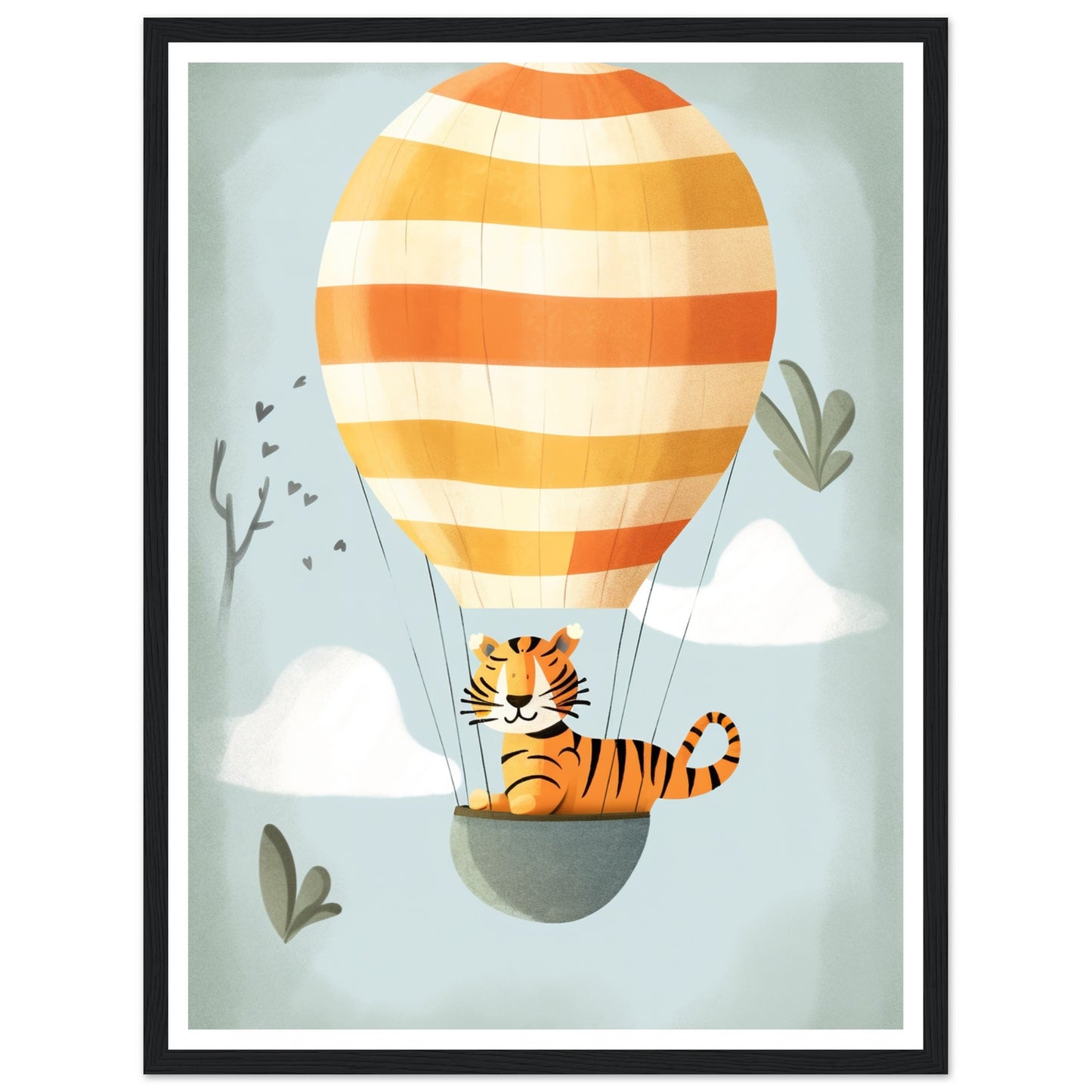 Tiger Hot Air Balloon Adventure Nursery Wall Art Print