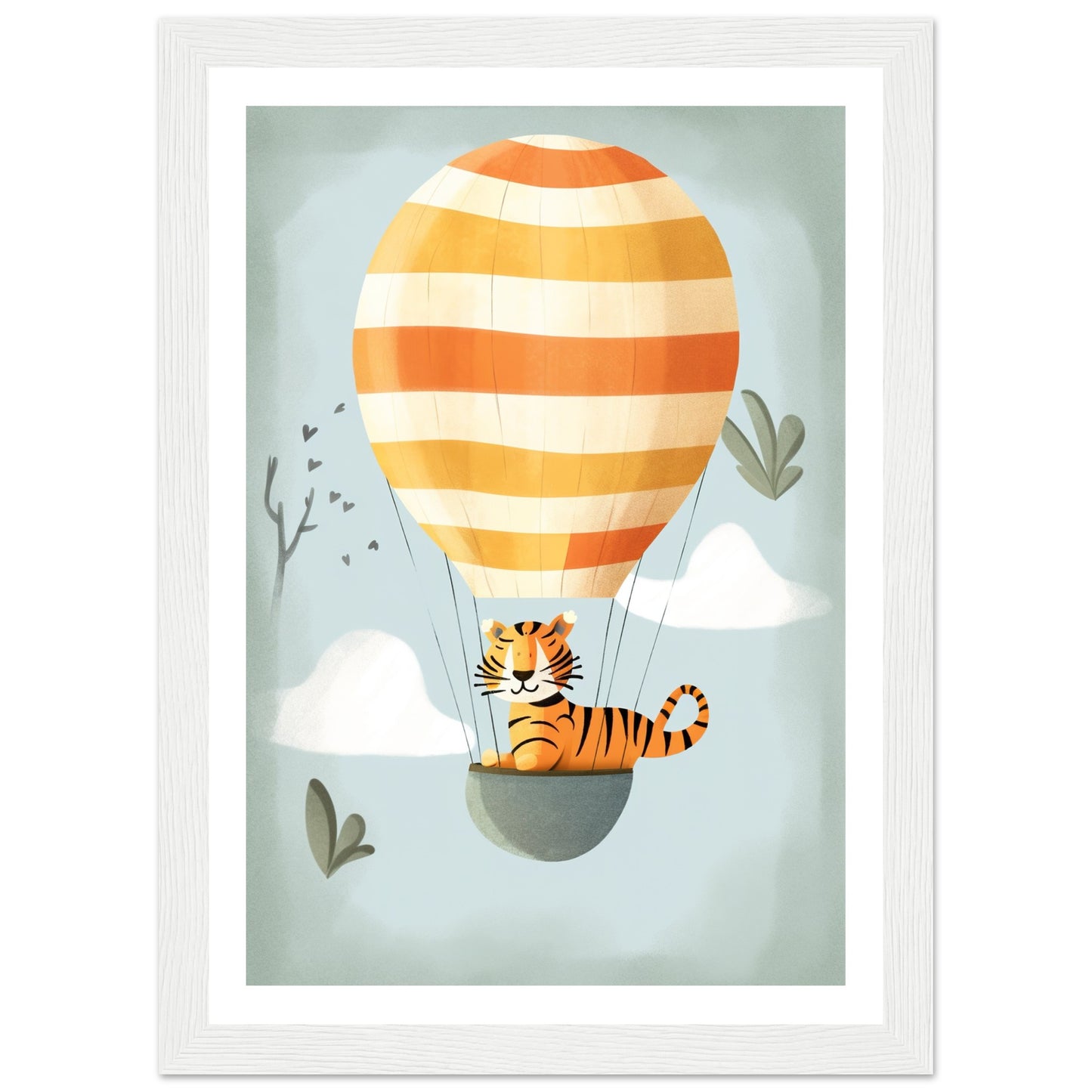 Tiger Hot Air Balloon Adventure Nursery Wall Art Print