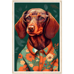 Load image into Gallery viewer, Floral Dachshund Dog Illustration Wall Art Print
