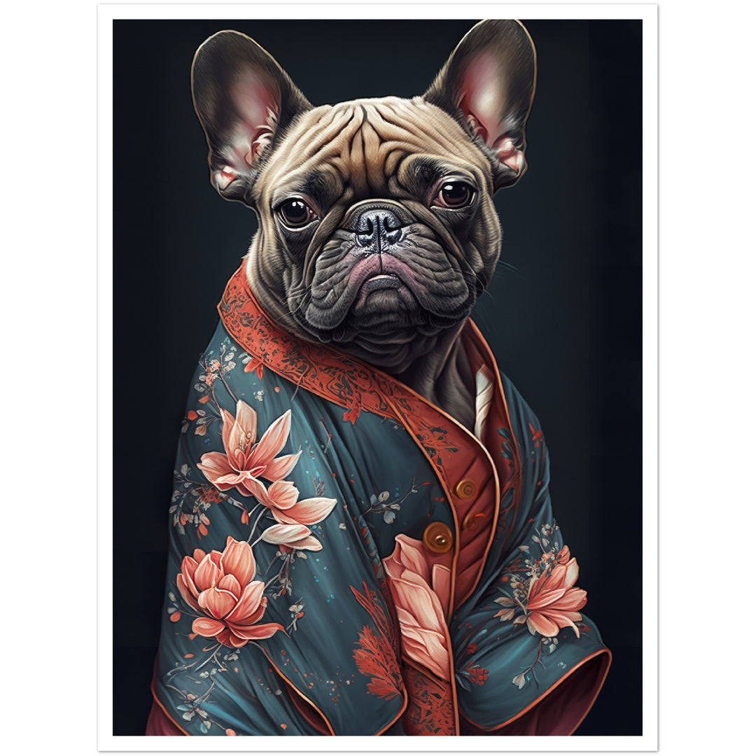 French Bulldog in Kimono Wall Art Print