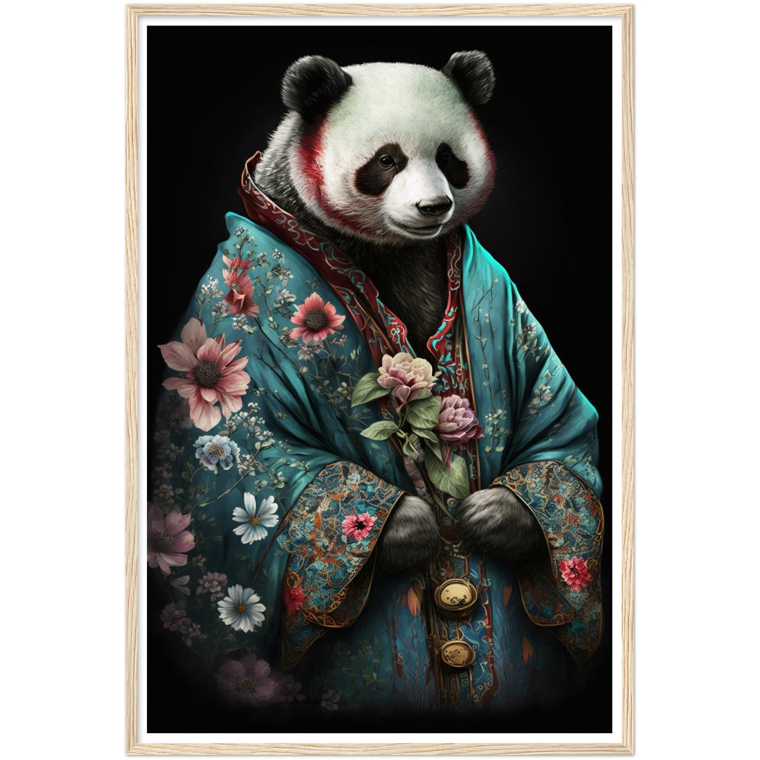 Panda in Kimono Illustration Wall Art Print