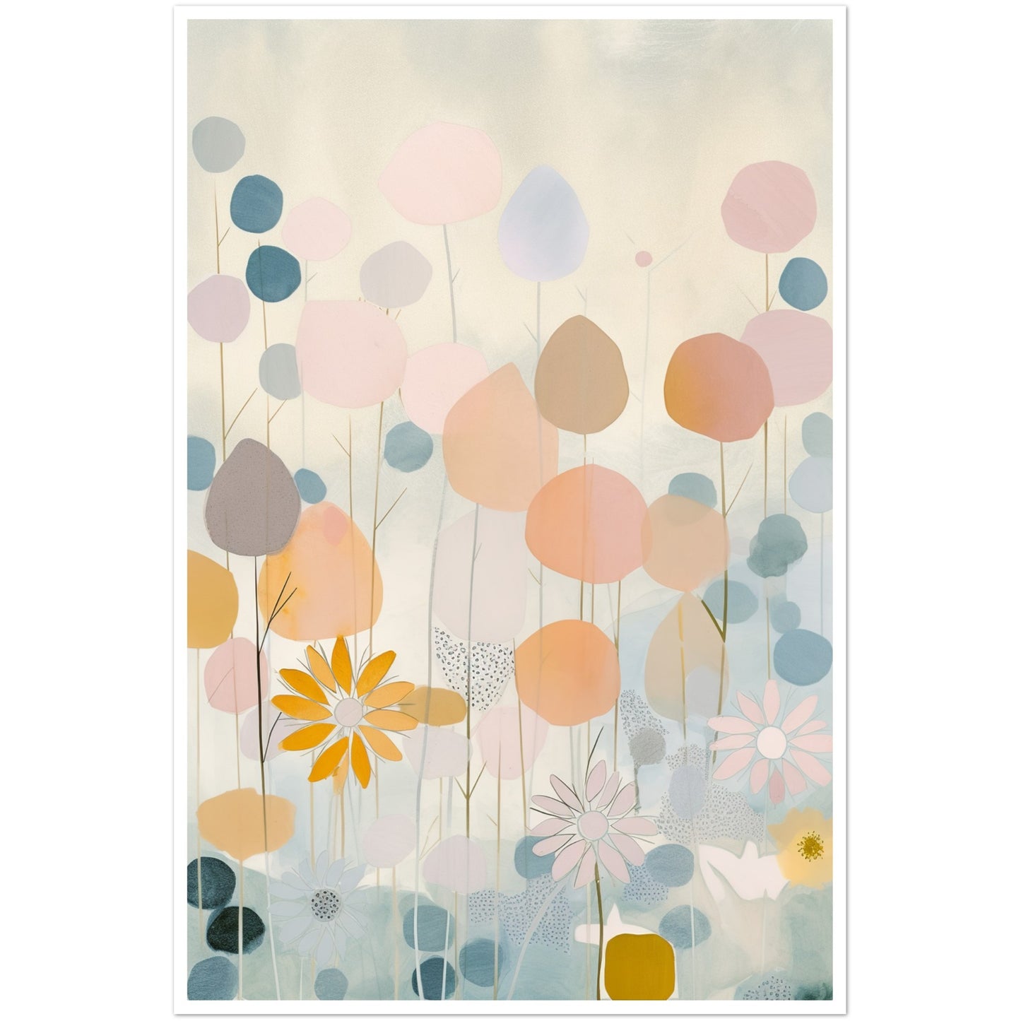 Blossoming Meadows Pastel Symphony Wall Art Print