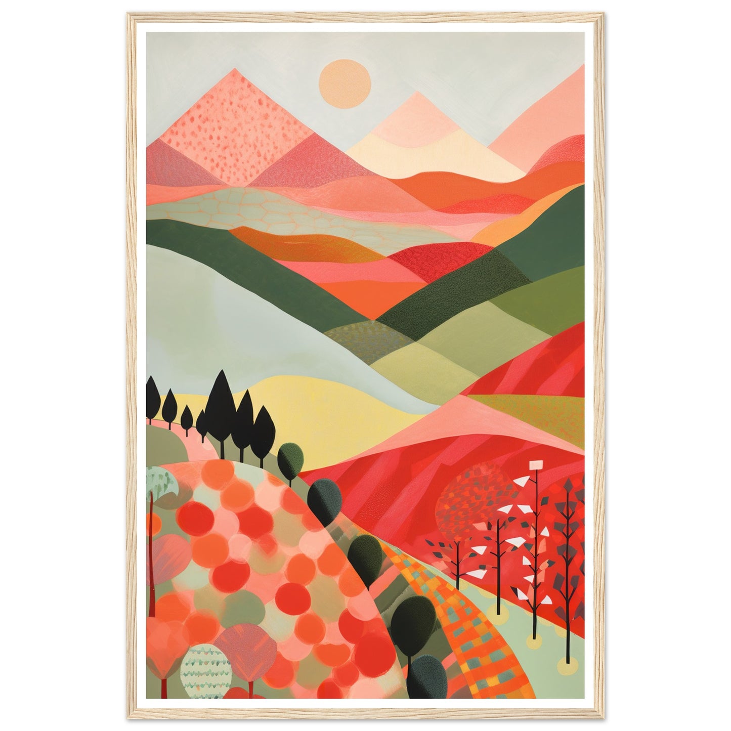 Crimson Peaks Abstract Landscape Patterns Wall Art Print