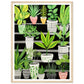 Whimsical Green & Black Potted Plants Wall Art Print