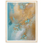 Melted Waves of Blue and Bronze Shimmer Abstract Painting Wall Art Print