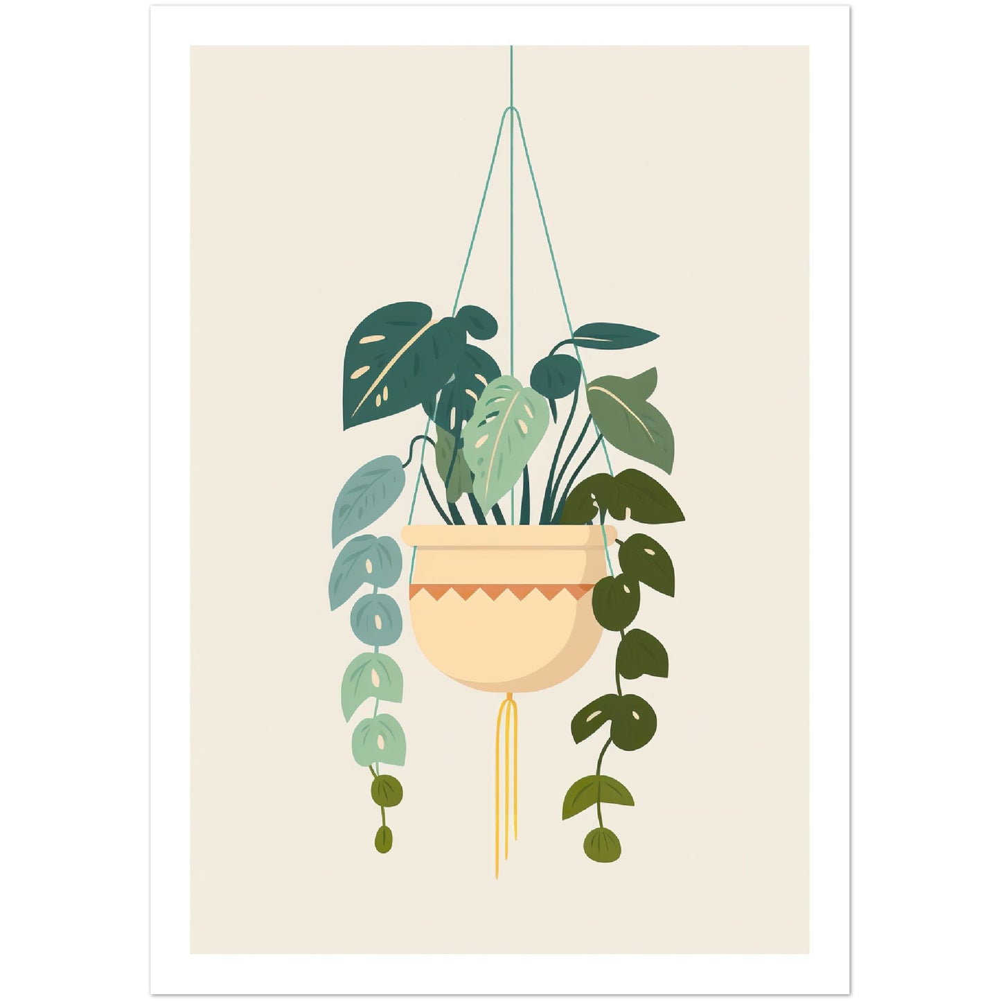 Macrame Trendy Plant Pot Wall Art Print