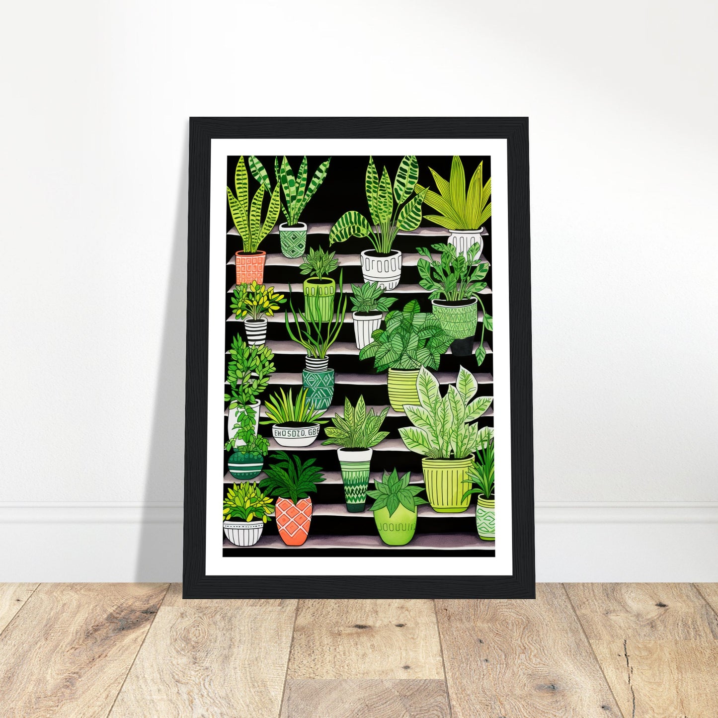 Vibrant Contrasting Potted House Plants Wall Art Print