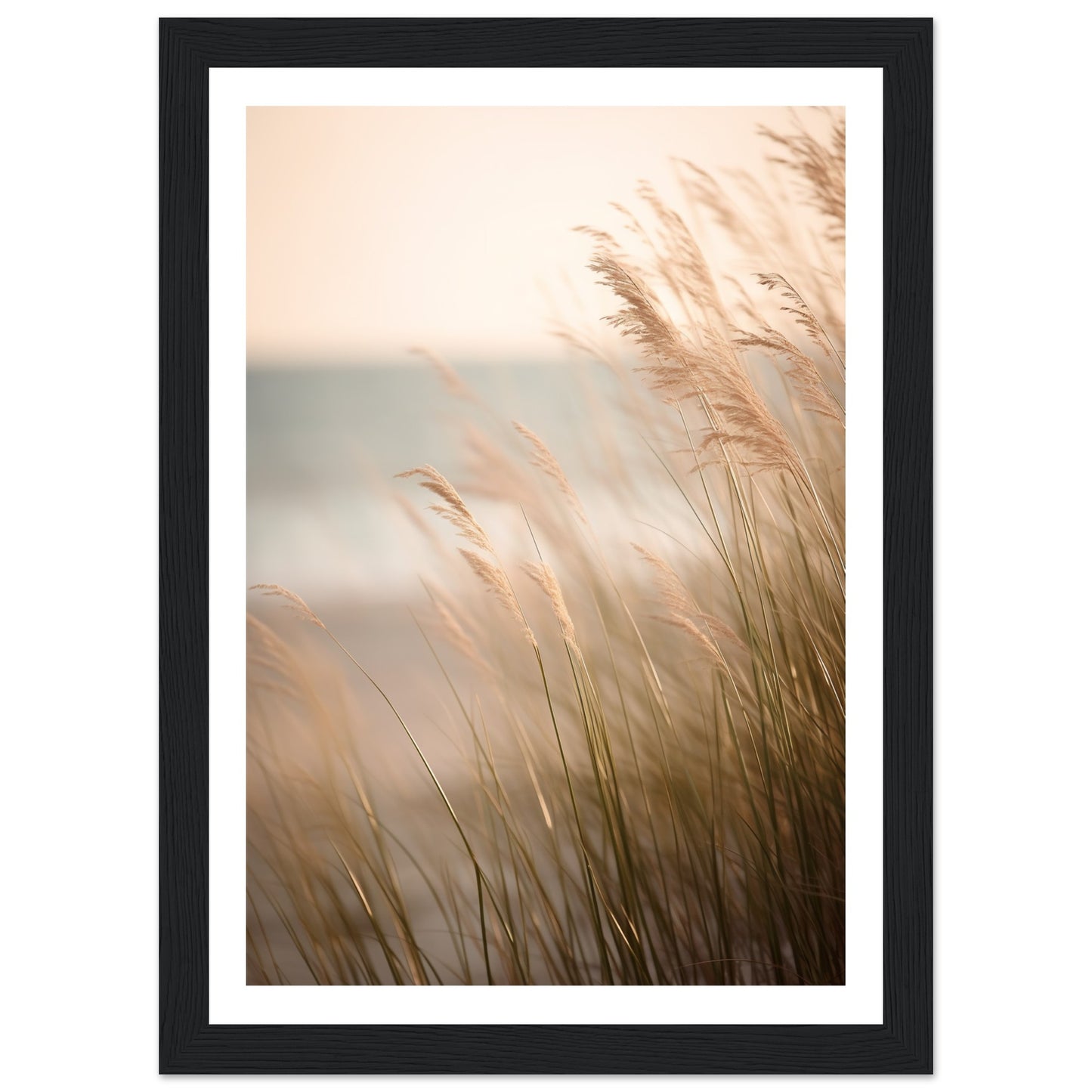 Hazy Beach Grass Close-Up Photograph Wall Art Print