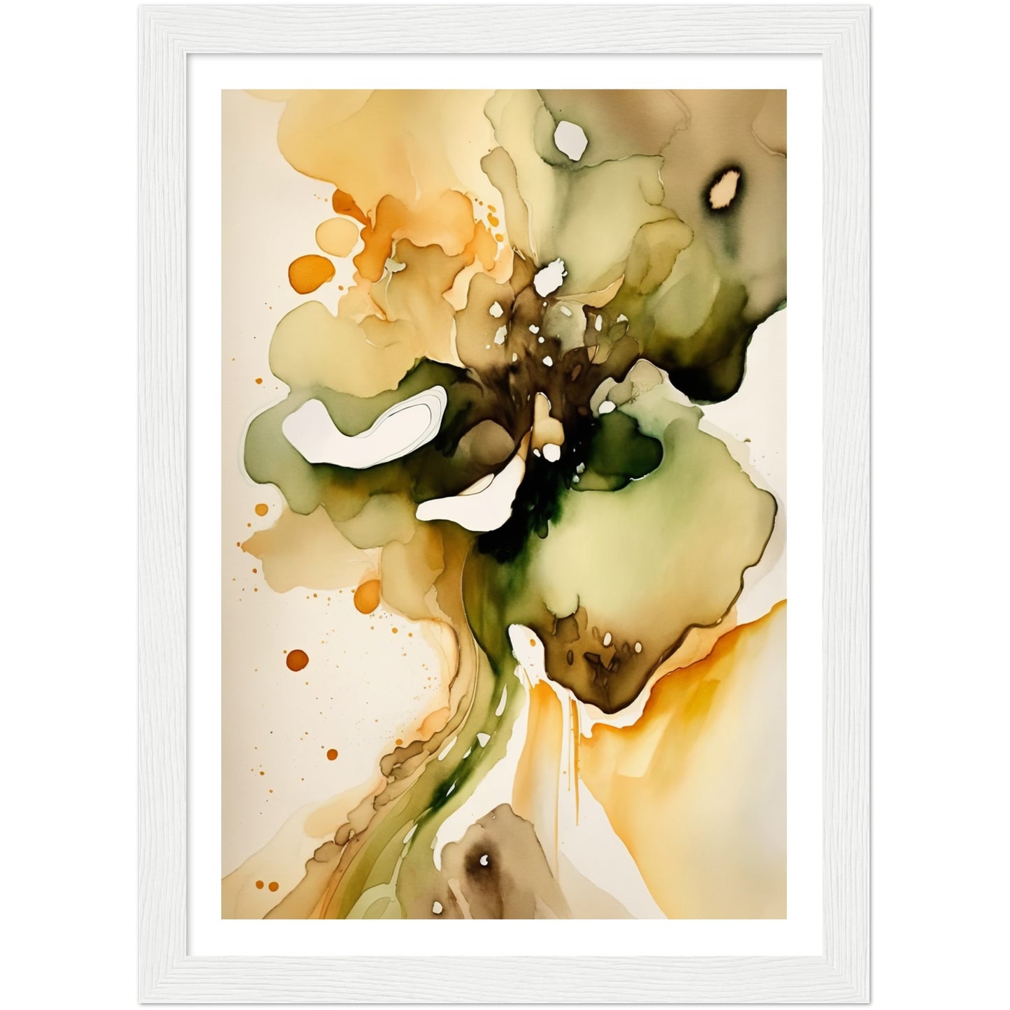 Nature's Analogous Symphony - Olive & Orange Watercolours Wall Art Print