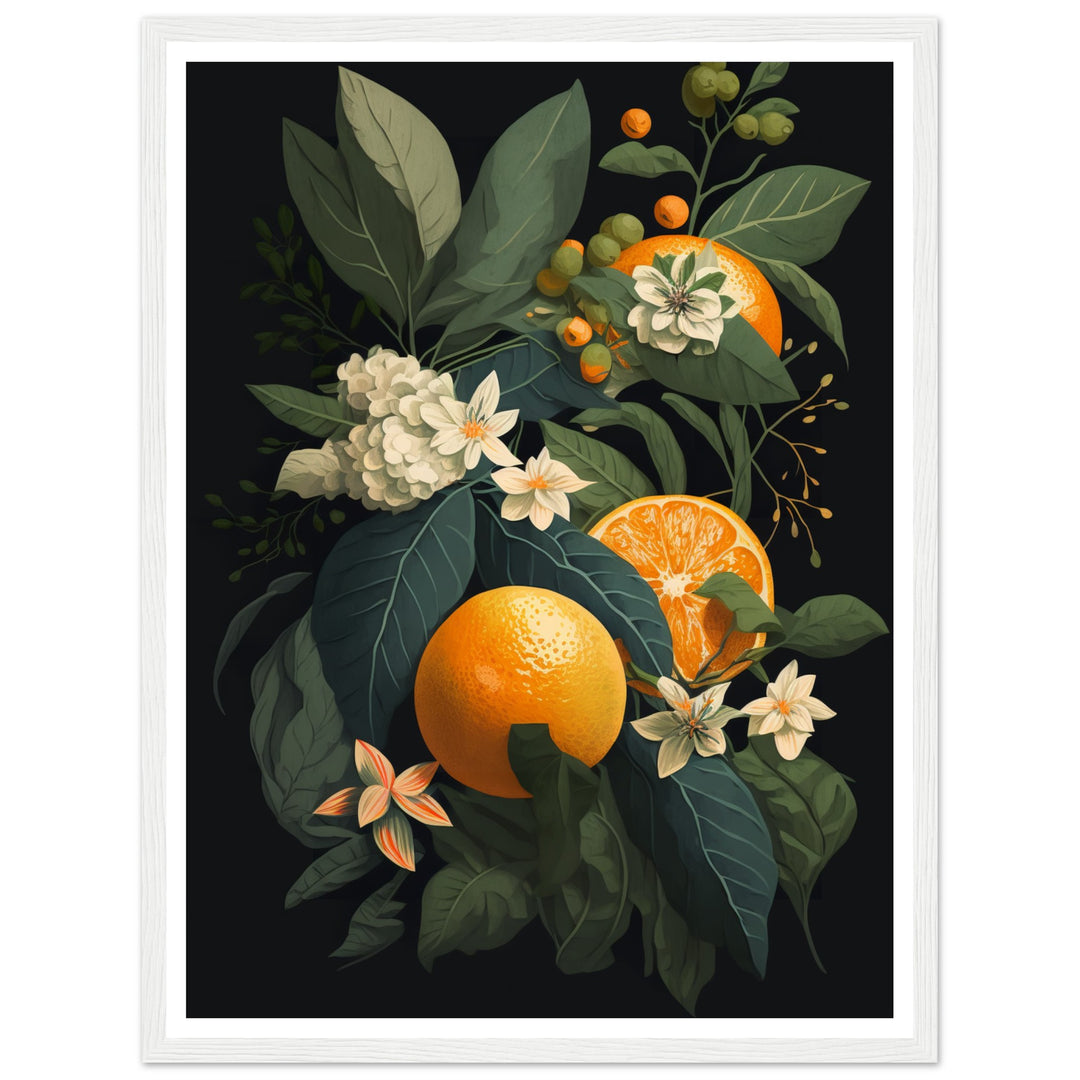 Tropical Orange Botanical Vignette Wall Art Print