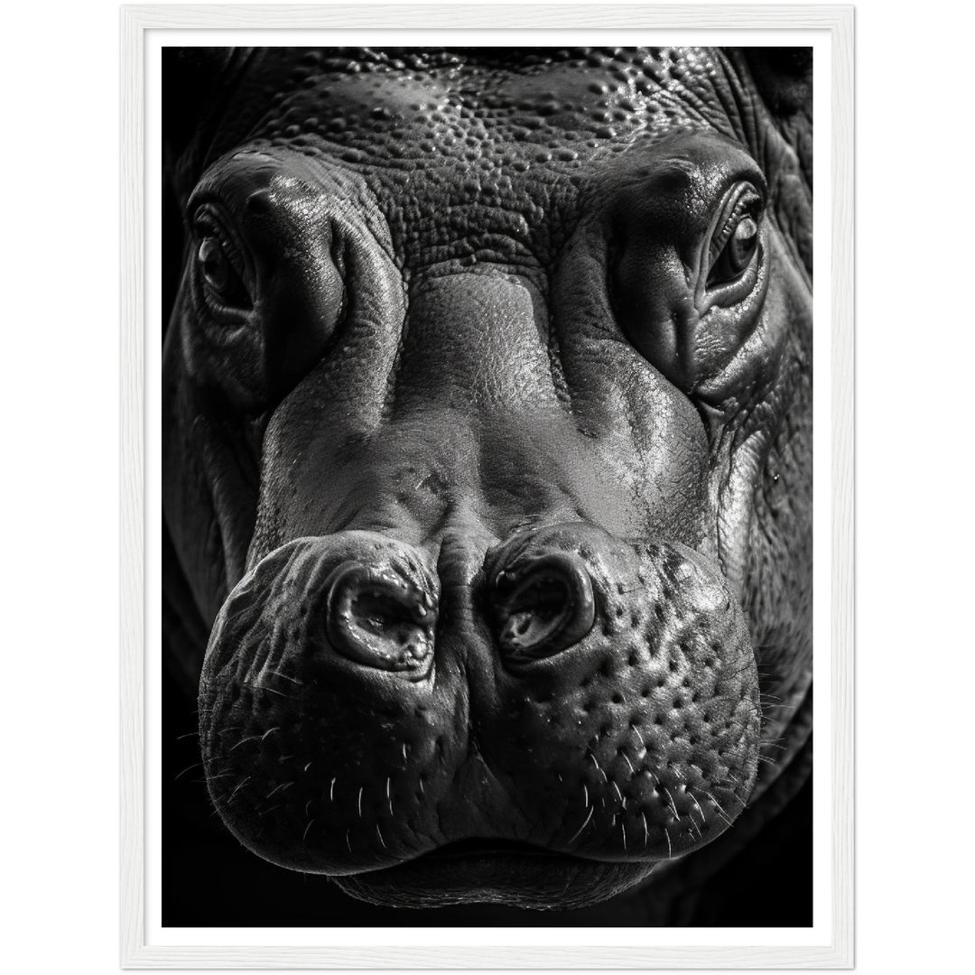 Close-Up Hippo Photograph Wall Art Print