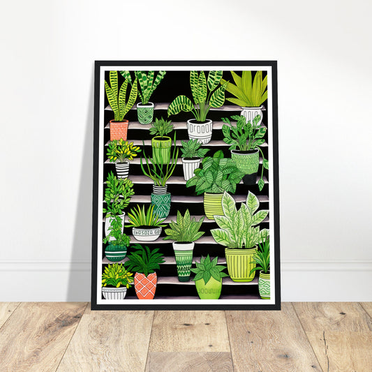 Vibrant Contrasting Potted House Plants Wall Art Print