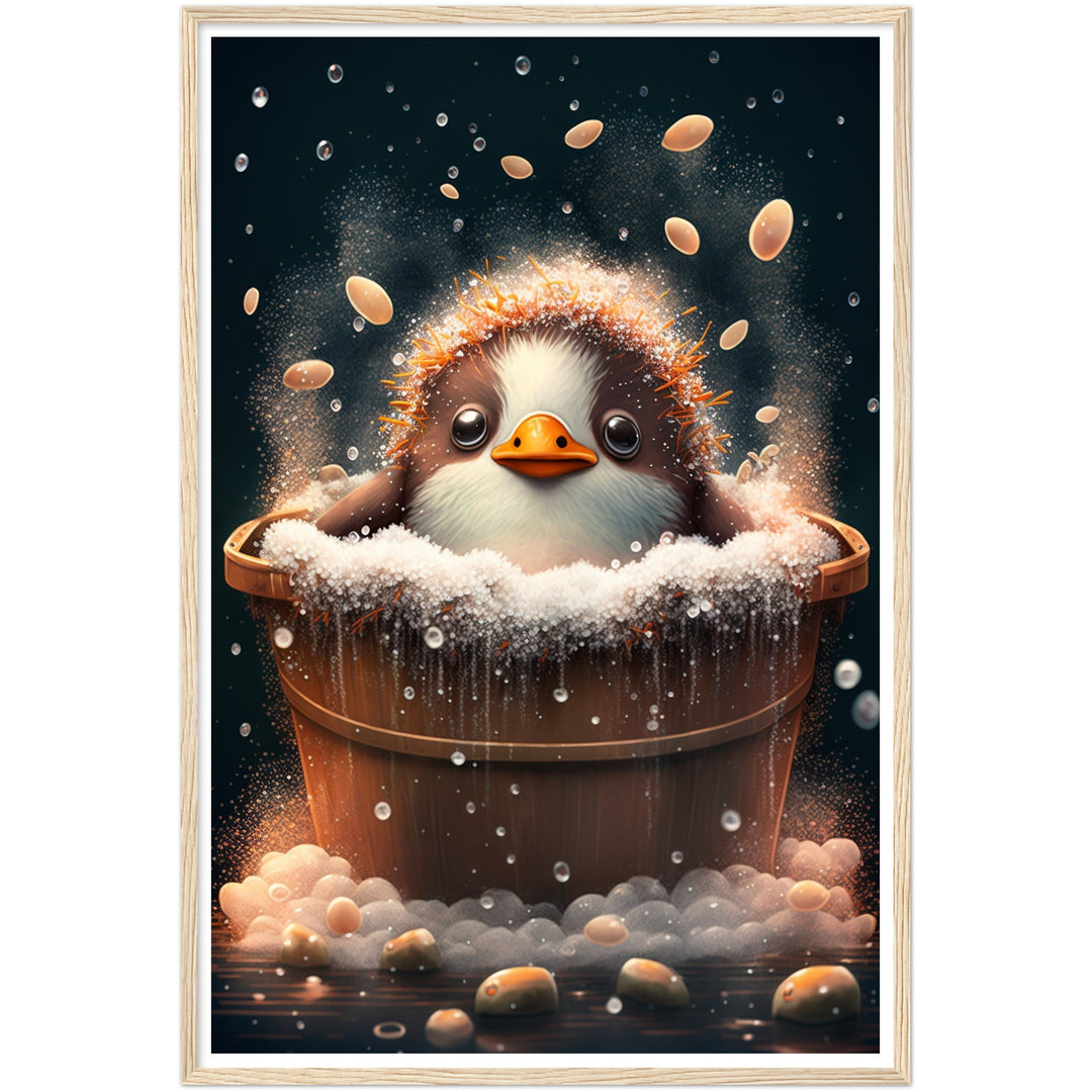 Bubble Bath Baby Penguin Bathroom Wall Art Print