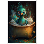 Load image into Gallery viewer, Bubble Bath Peacock Bathroom Wall Art Print