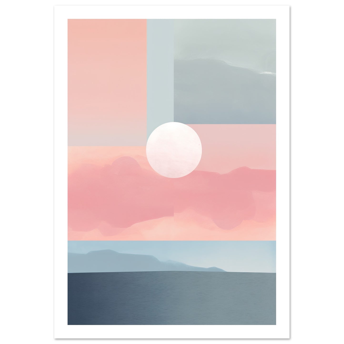 Lagoon Dreams - Pastel Tones in Abstract Blocks Wall Art Print