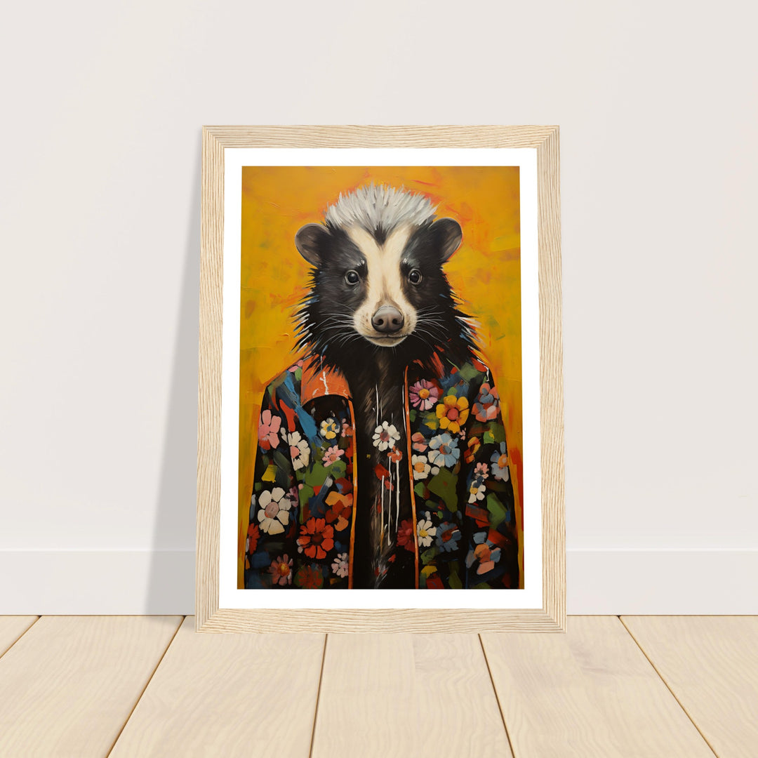 Groovy Hippy Skunk in Flower Power Jacket Wall Art Print