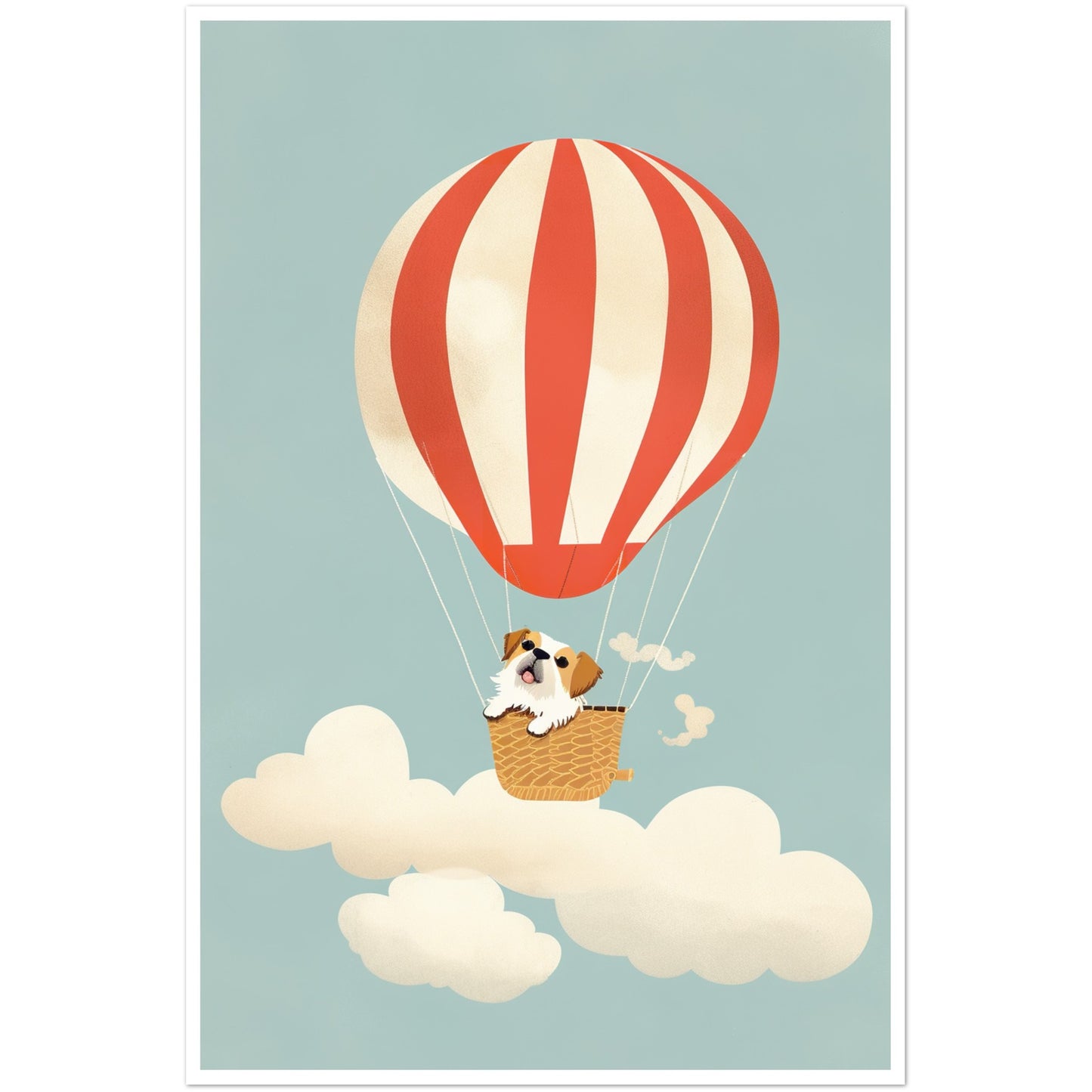 Dog in Hot Air Balloon Adventure Wall Art Print