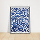 Blue Nautical Swirl Symphony Abstract Pattern Wall Art Print