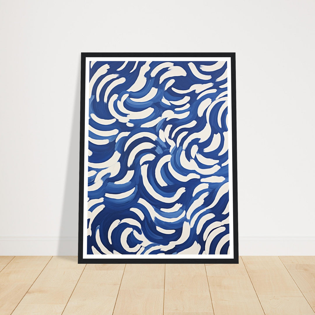 Blue Nautical Swirl Symphony Abstract Pattern Wall Art Print