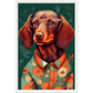 Floral Dachshund Dog Illustration Wall Art Print