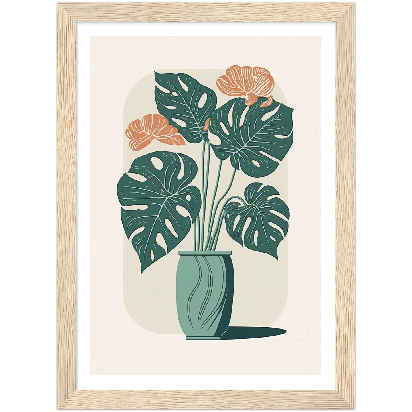 Monstera Plant in Vase Wall Art Print