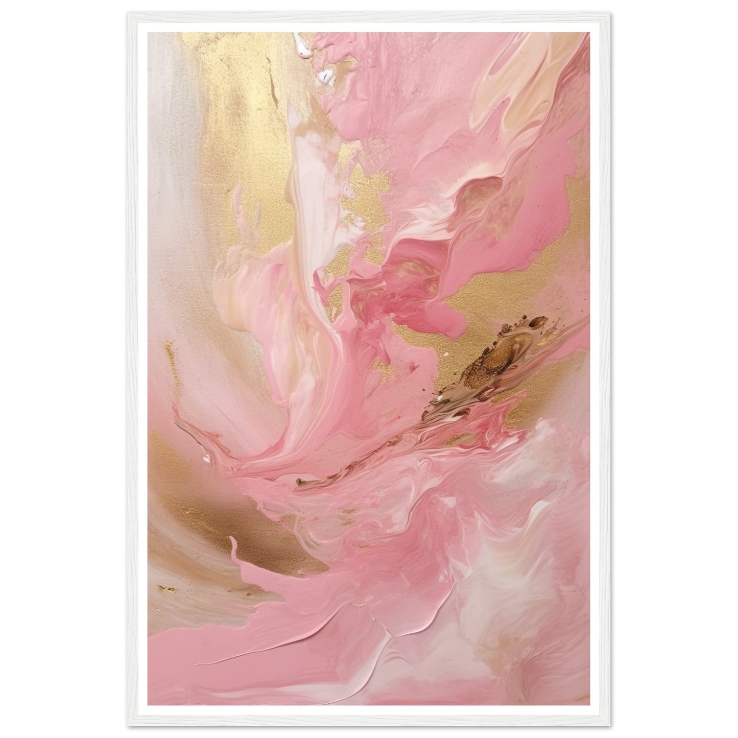 Melting Waves of Pink and Gold Abstract Painting Wall Art Print