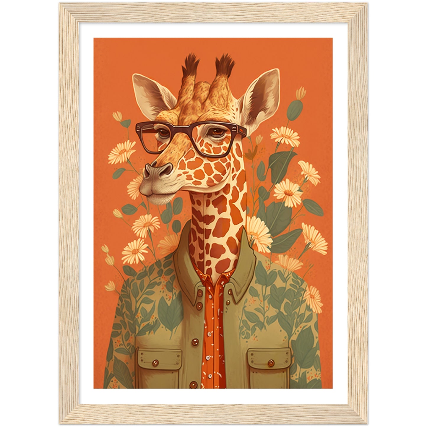 Giraffe Chic Illustration Wall Art Print