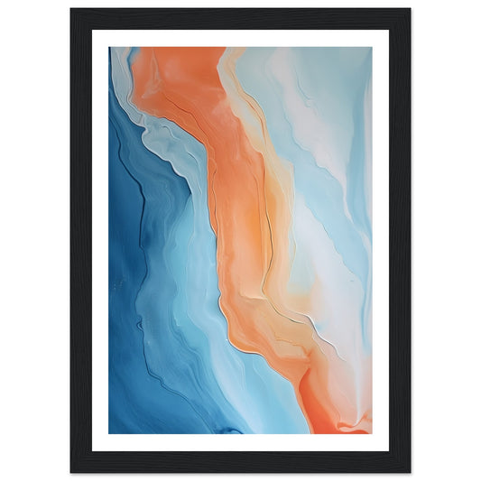 Melted Streams of Orange and Blue Abstract Painting Wall Art Print