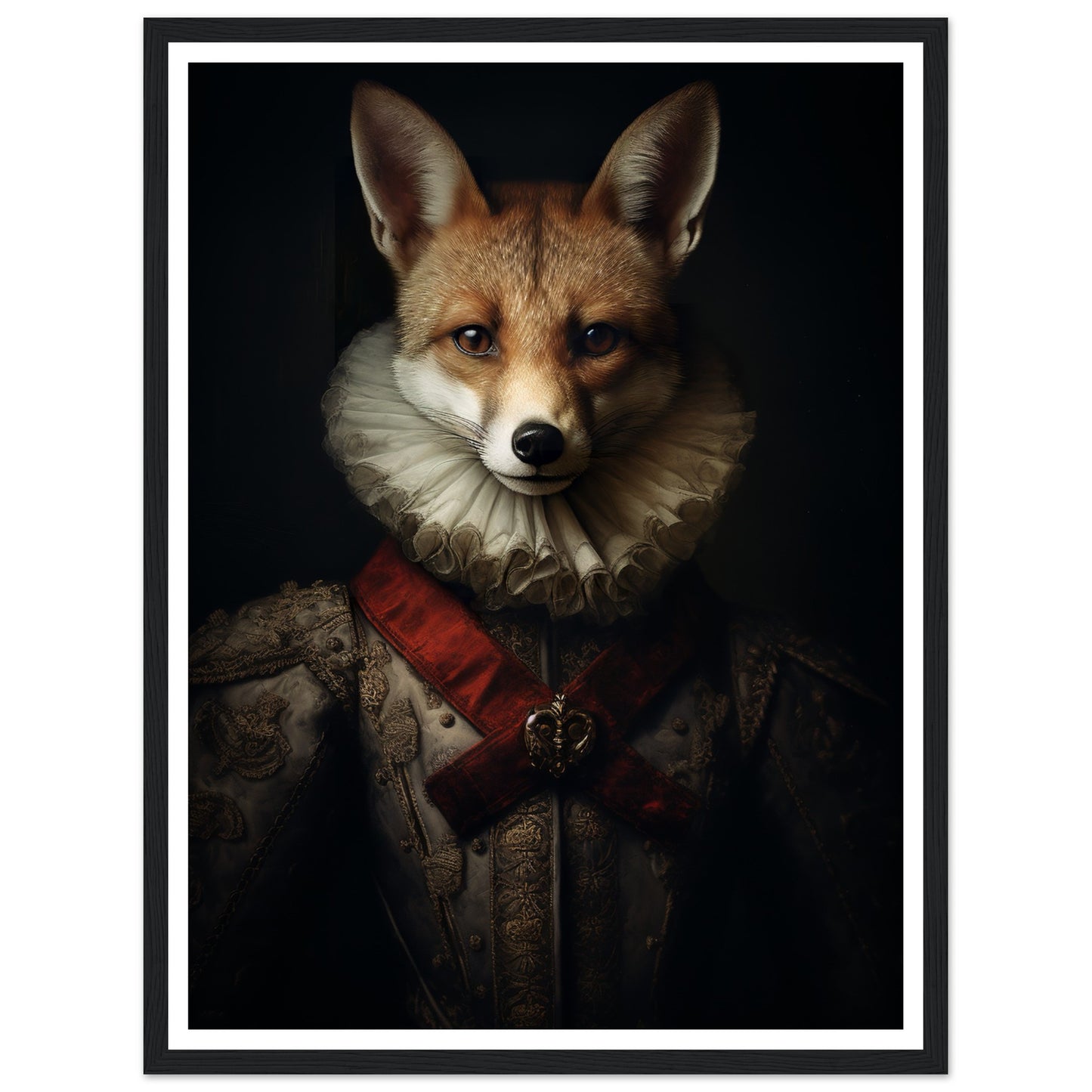 Vintage Tudor Neck Ruff Fox Portraiture Wall Art Print