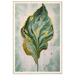 Load image into Gallery viewer, Fluid Melting Fiddle Leaf in Green and Gold Abstract Wall Art Print