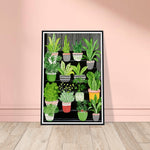 Load image into Gallery viewer, Whimsical Dark Staircase with Potted House Plants Wall Art Print