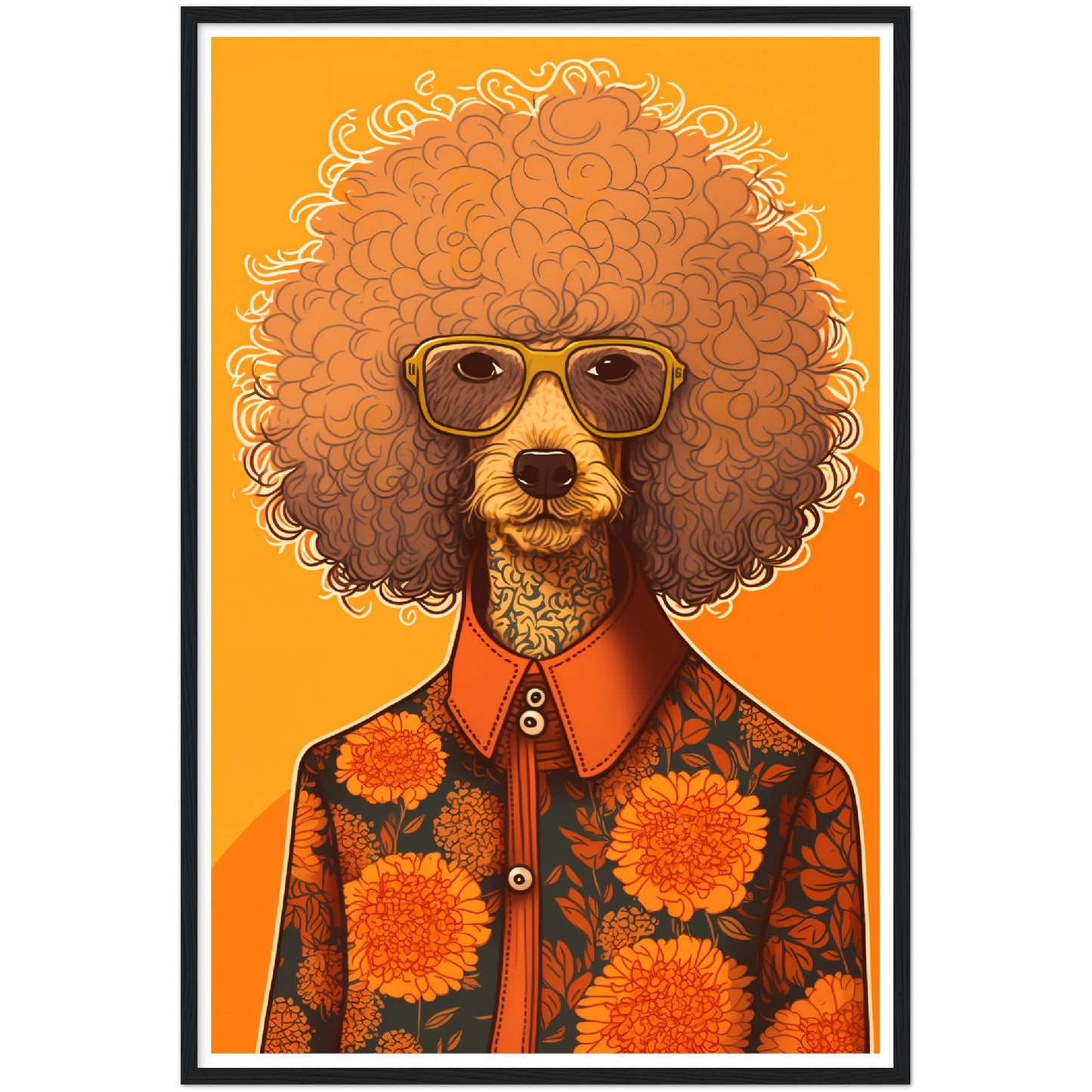 Poodle Chic Dog In Floral Shirt Wall Art Print