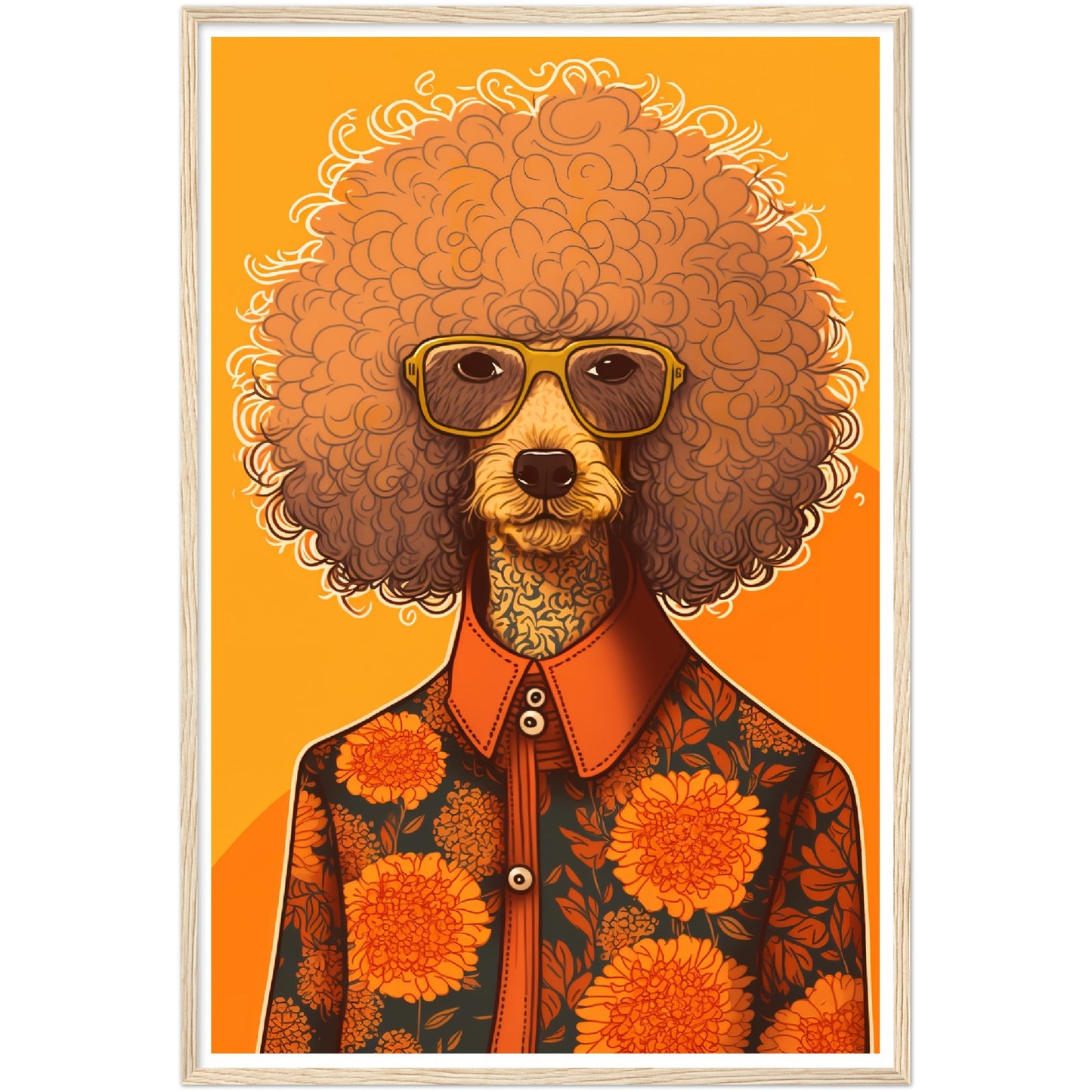 Poodle Chic Dog In Floral Shirt Wall Art Print