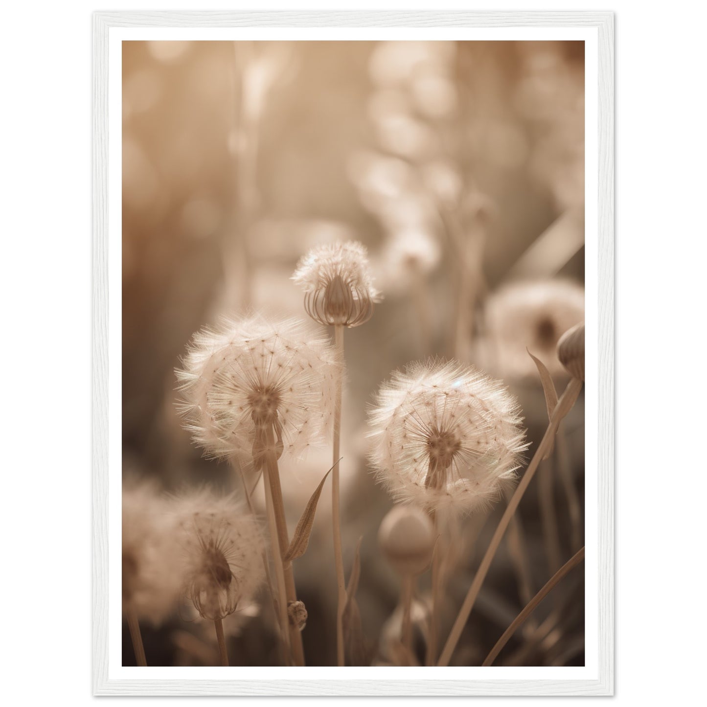 Hazy Dandelion Dreams Close-Up Photograph Wall Art Print