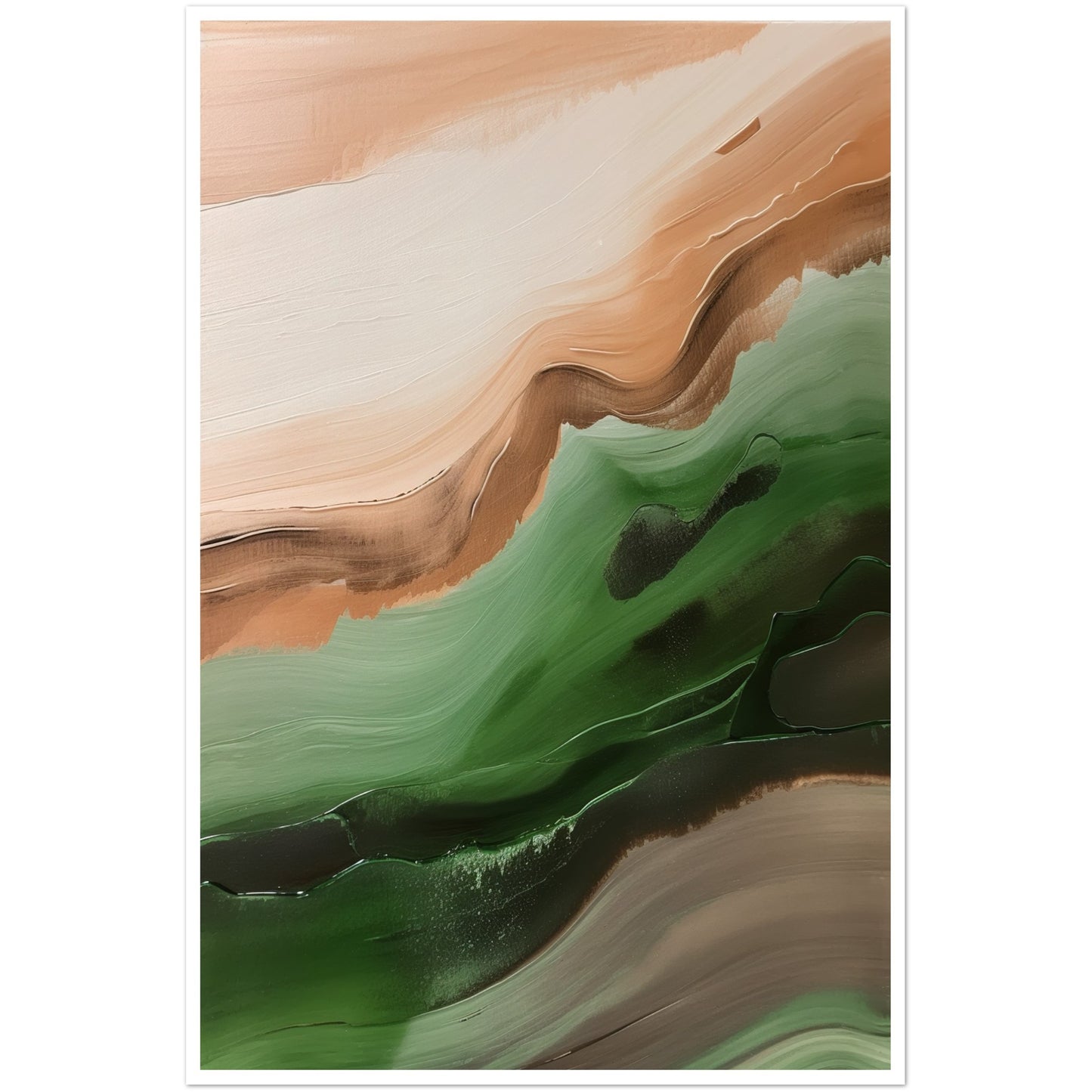 Abstract Strokes of Green and Brown Wall Art Print