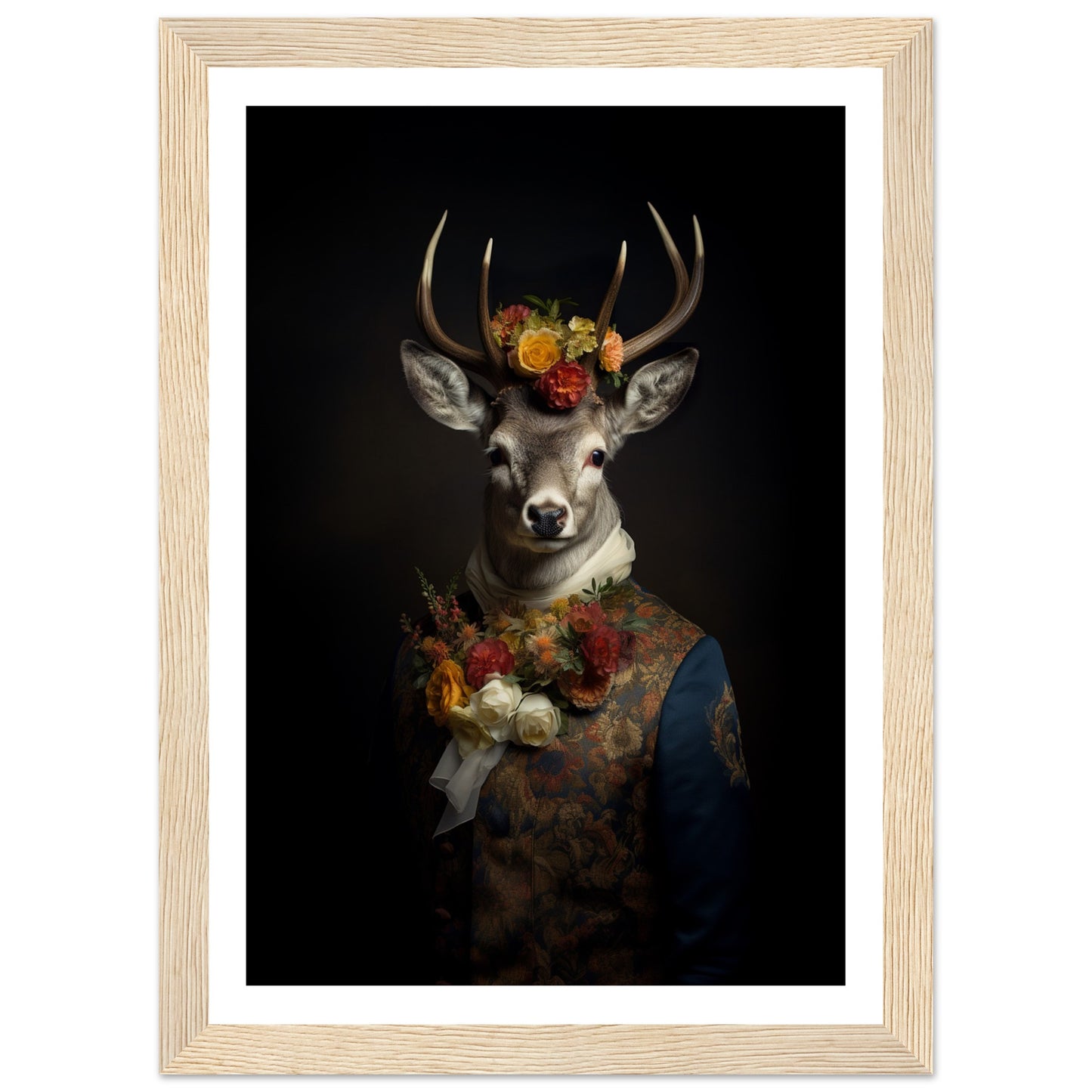 Regency Stag Art Print - Floral Stag