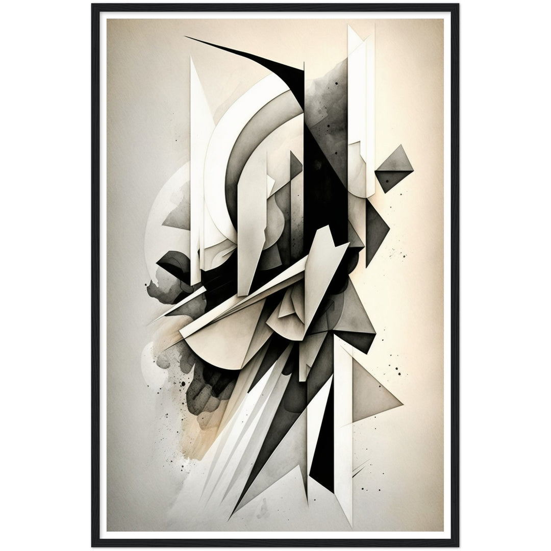 Modern Abstract Black and White Shapes Wall Art Print